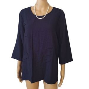 NWT Niche Nilgun Derman Women's Size Large Dark Navy Blue Colony Blouse Top